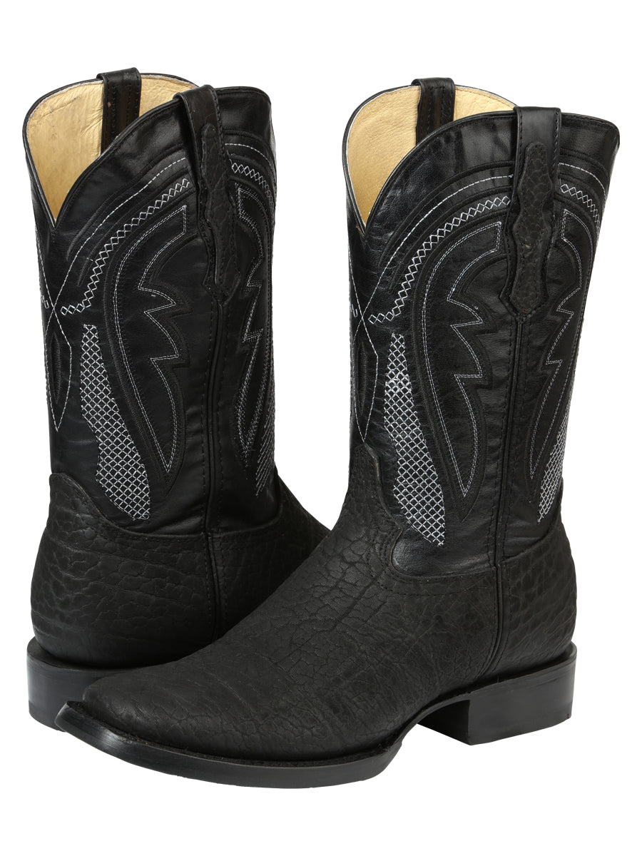 Men’s El General Western Boots - Imitation Bull Neck Black 45666